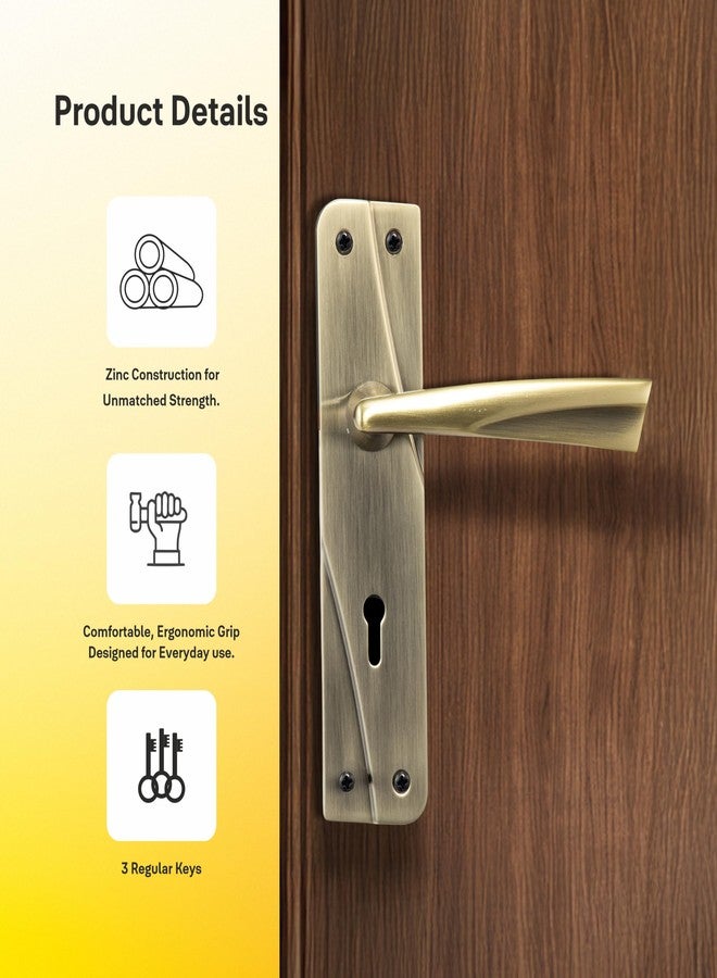 ييل قفل باب نقر من نوع Yale YECM-432-6L-AB مناسب لغرف النوم/المنازل/المكاتب/الفنادق، مناسب للأبواب ذات الفتحة اليسرى/اليمنى | طقم مقبض مع لوحة - ستة أذرع، 3 مفاتيح وجسم القفل (نحاس عتيق) - Image 5